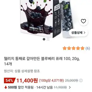블루베리 퓨레 100 14개 20g (11,400원/무료)