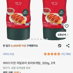 비비드키친 저칼로리 토마토케찹, 320g, 2개