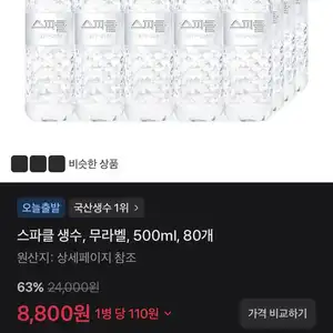 스파클 생수, 무라벨, 500ml, 80개