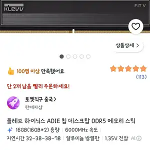 [쿠팡] 클레브 하이닉스 ADIE 칩 데스크탑 DDR5