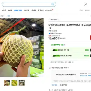 [지마켓] 머스크멜론 1수 2.5kg 이상