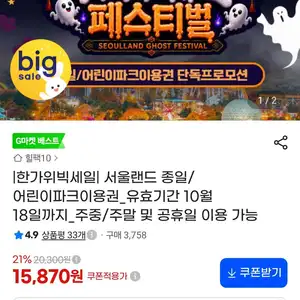 서울랜드 종일파크 이용권