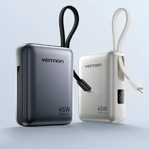 [알리] 벤션 45W 10000mAh 보조 배터리, 내장 USB-C 케이블, 아이폰 삼성 휴대용 보조 배터리