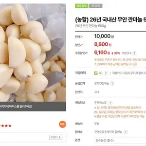 26년 국내산 무안 깐마늘 500g