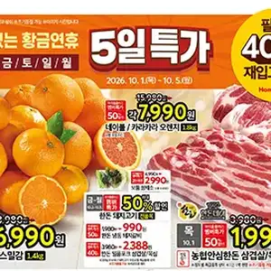 [기타] 홈플러스 10/1~10/5 전단지 (농협 한돈 삼겹/목살 1,990원)