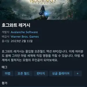 [스팀] 스팀)호그와트레거시 90% 세일, 7980원