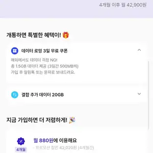 [기타] 핀다이렉트 SK알뜰폰 100G+5M 음성문자 무제한 (4개월)