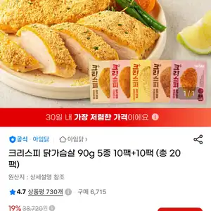 크리스피 닭가슴살 10+10팩 총 20팩