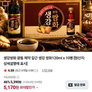 광동 생강쌍화 120ml 10병
