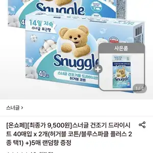 [롯데온] 스너글 드라이시트 40매입 2개 (9,500원/무료)