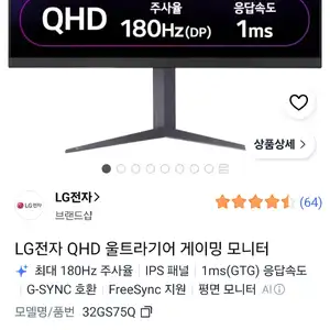 쿠팡LG QHD 울트라기어 32GS75Q 모니터(와우381,040원)