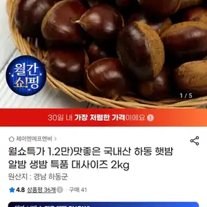 지마켓국내산 햇밤 특품 대사이즈 2kg(11,740원/무료)