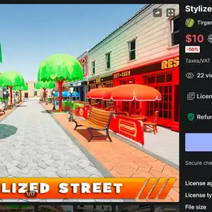 에셋스토어 무료 Stylized Downtown Street